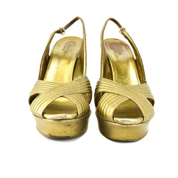 GUCCI: Antique Gold, Leather & "Horsebit" Heels - Picture 4 of 10